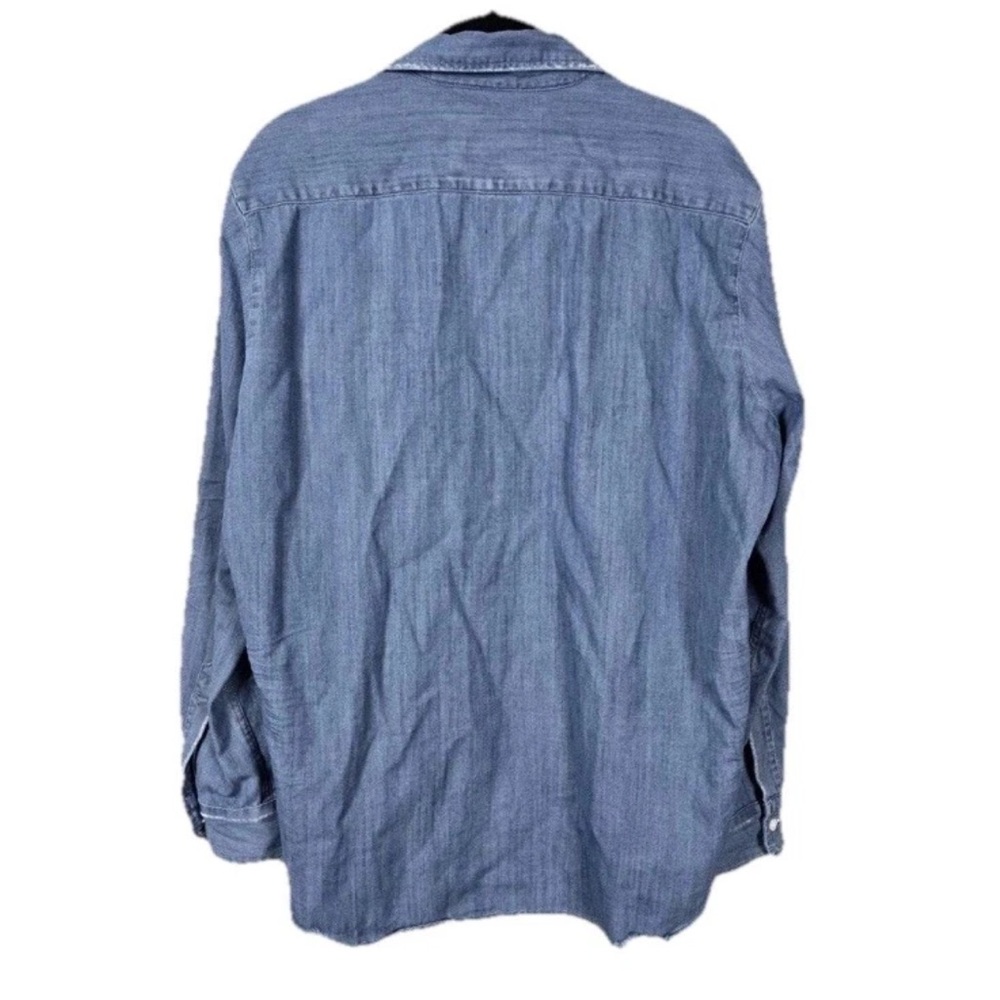 Frank & Eileen Womens Eileen Button Up Top Size M Blue Distressed Denim Shirt - Picture 3 of 10